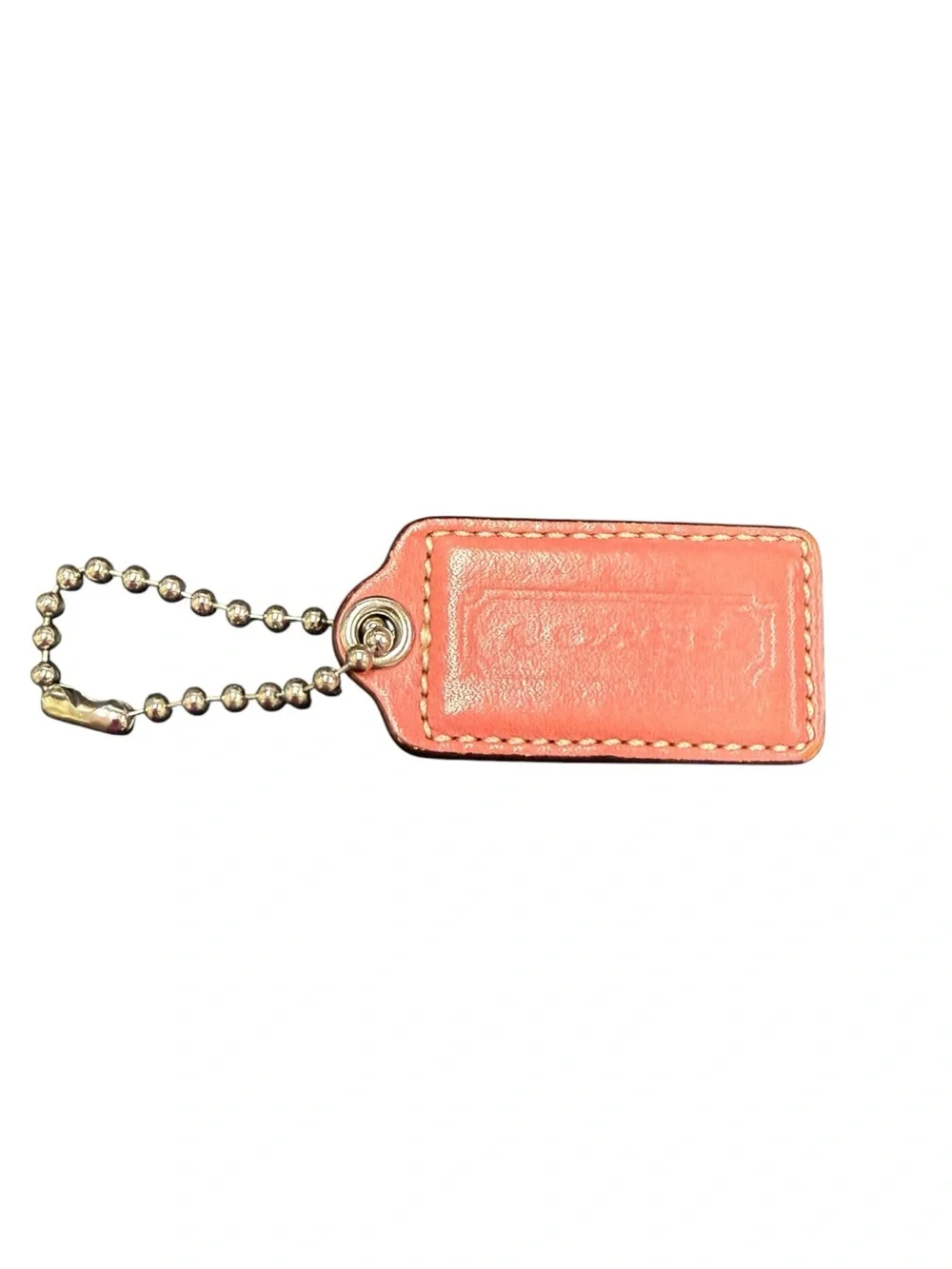 Coach Leather Keychain Tag in Coral Pink